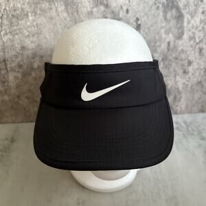 Nike Visor Black Featherlight Dri-Fit Golf Tennis Strapback Hat Cap